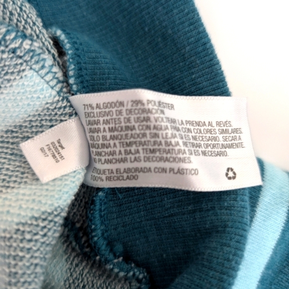 Cat & Jack Girls Teal Striped Sweater With Silver Stars Cotton Sizes 6x - Picture 3 of 5